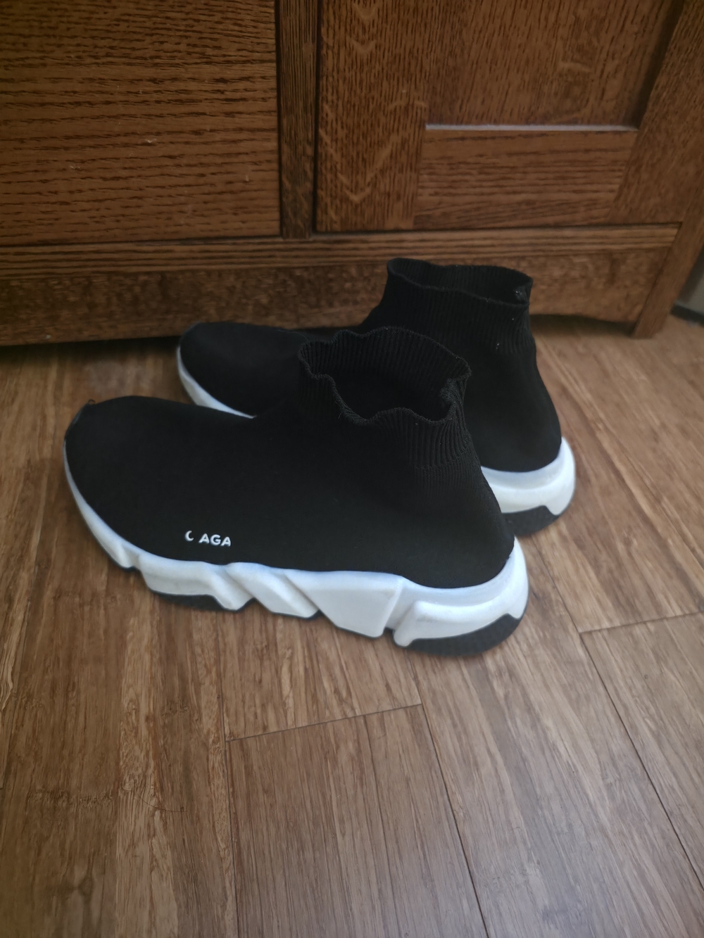 Balenciaga Black Knit Sock Sneakers with White Chunky Sole